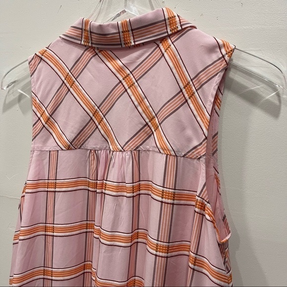 Anthropologie Maeve Flounced Mini Dress Button Front Sleeveless Pink Medium - Picture 11 of 14